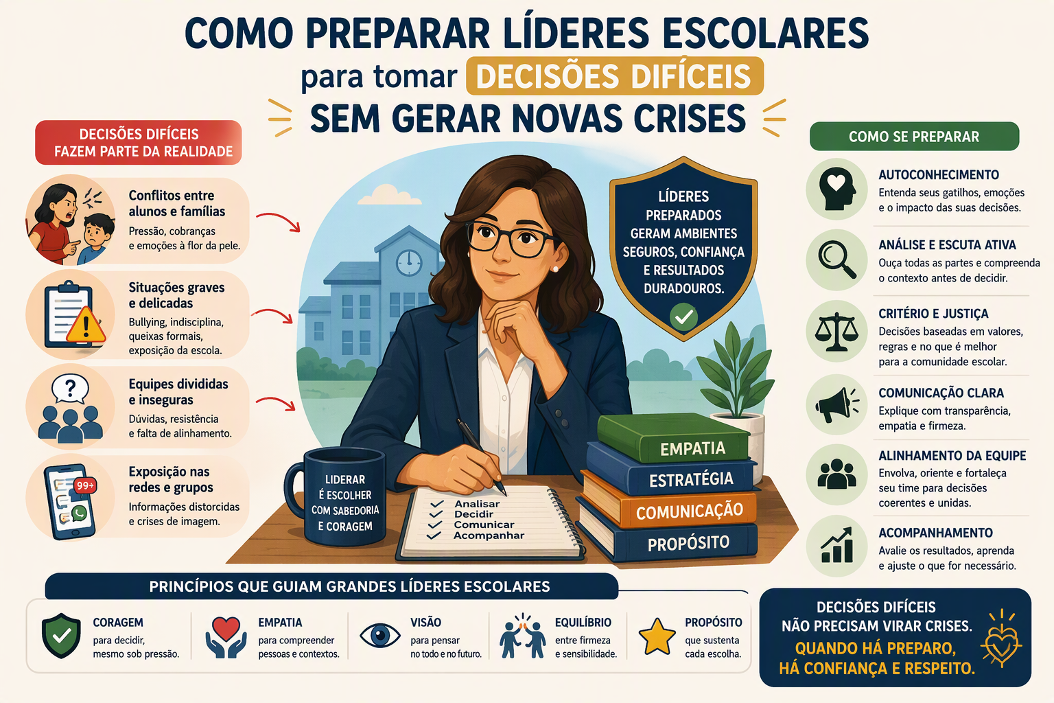 Imagem do Artigo: Como preparar líderes escolares para tomar decisões difíceis sem gerar novas crises