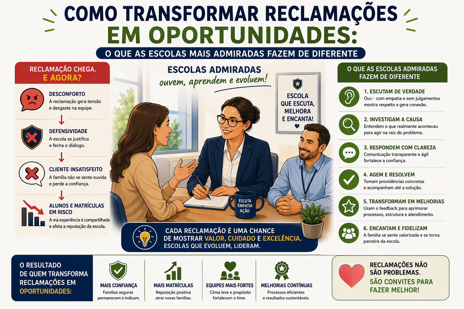 Imagem do Artigo: Como transformar reclamações em oportunidades: o que as escolas mais admiradas fazem de diferente